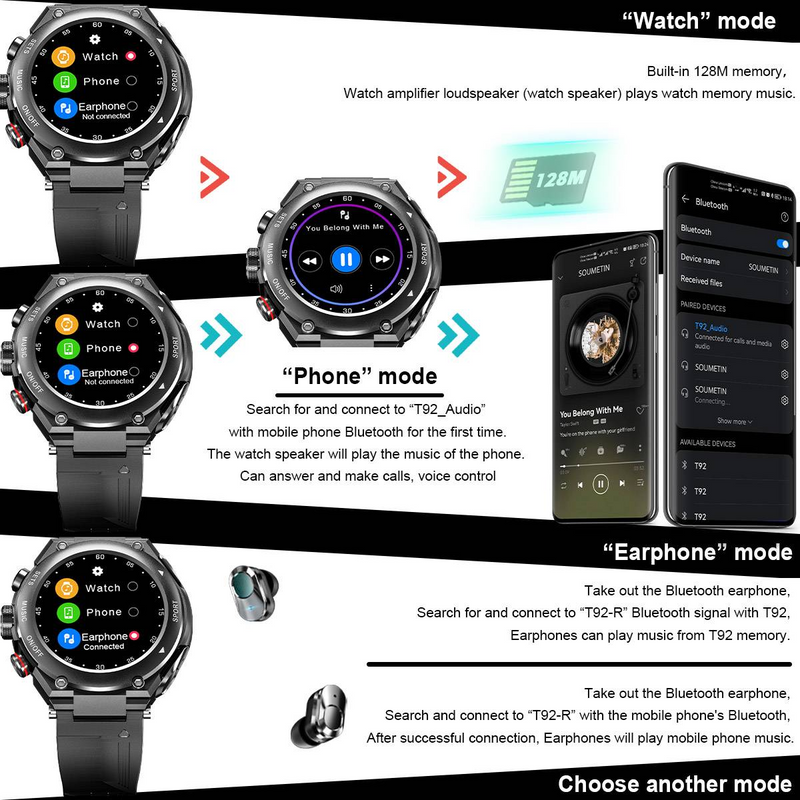 Smart Two-in-one Bluetooth Watch