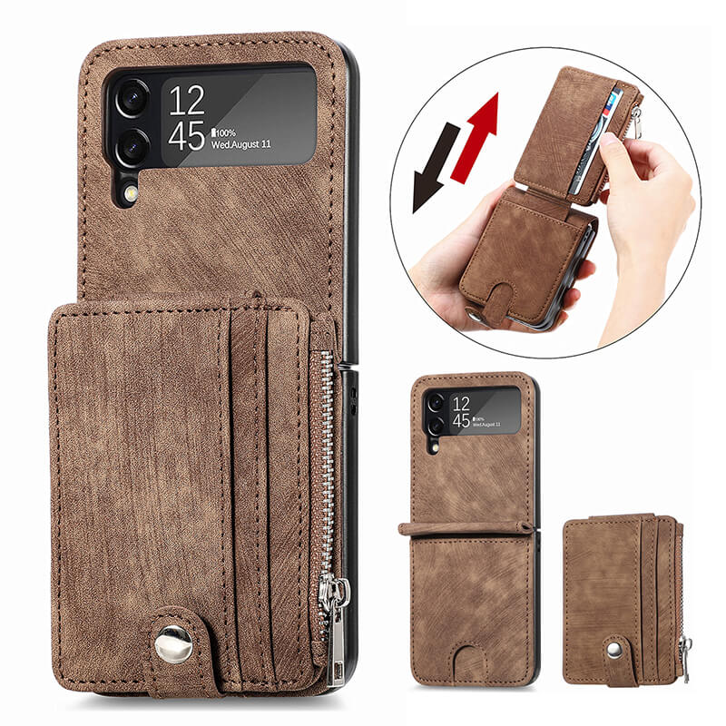 Luxury Fashion Leather Wallet Folding Case For Samsung Galaxy Z Flip 3 & Z Flip 4