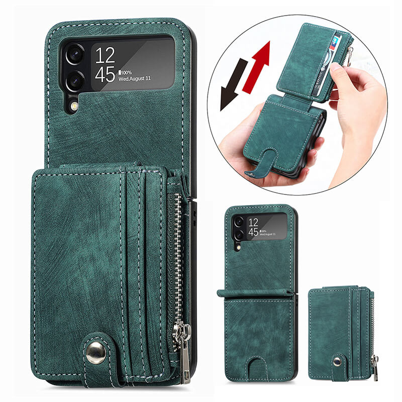 Luxury Fashion Leather Wallet Folding Case For Samsung Galaxy Z Flip 3 & Z Flip 4