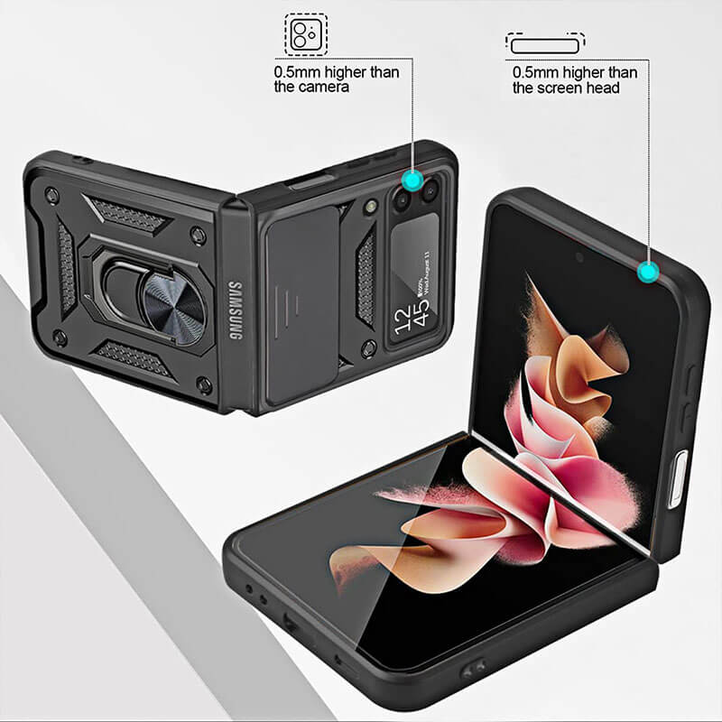Drop Tested Cover with Magnetic Kickstand Car Mount Protective Case for Samsung Galaxy Z Flip4 Flip3 5G