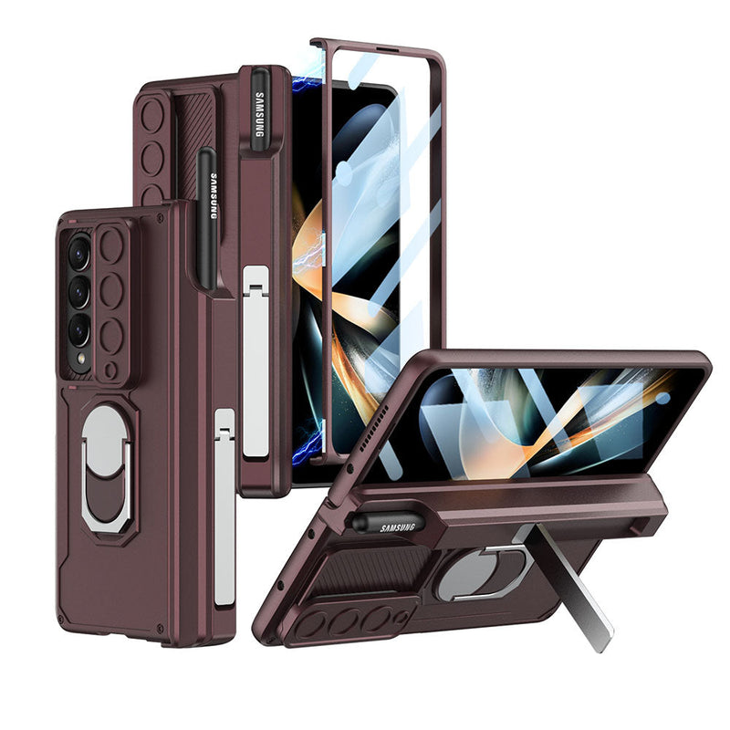 Magnetic Folding Armor Protective Case For Samsung Galaxy Z Fold 4 5G With Back Screen Protector