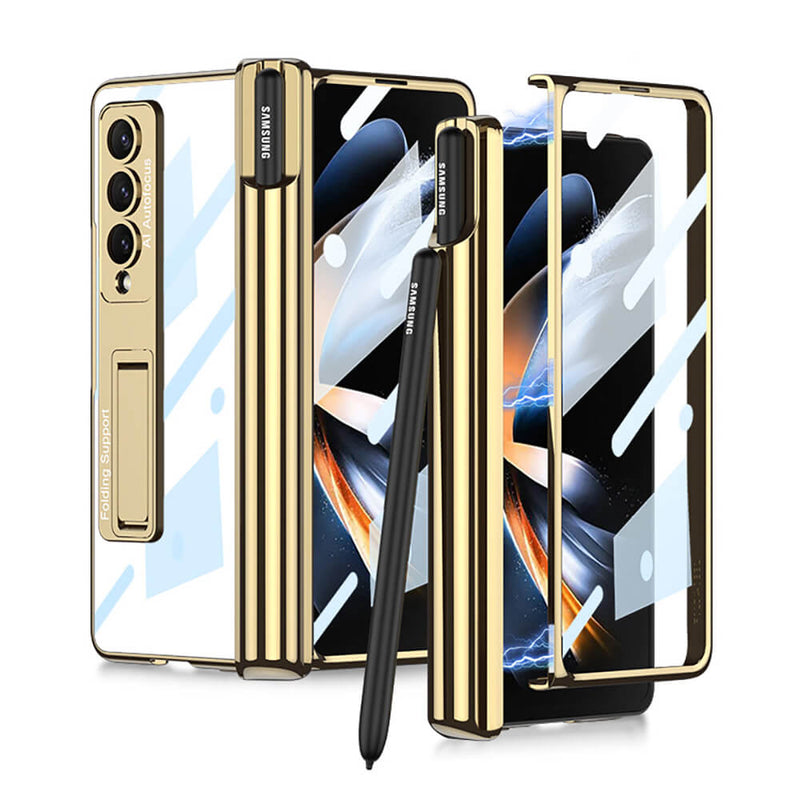 Luxury Transparent Case with Pen Holder For Samsung Galaxy Z Fold 4
