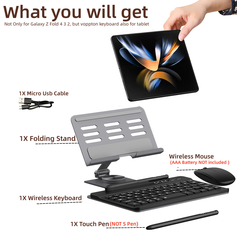 Desk Stand & Bluetooth Keyboard for Samsung Galaxy Z Fold 5