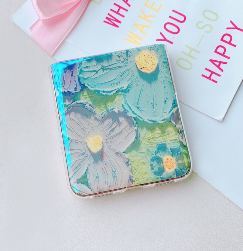 Fashion Oil Painting Flower Folding Phone Case For Huawei P50 Pocket