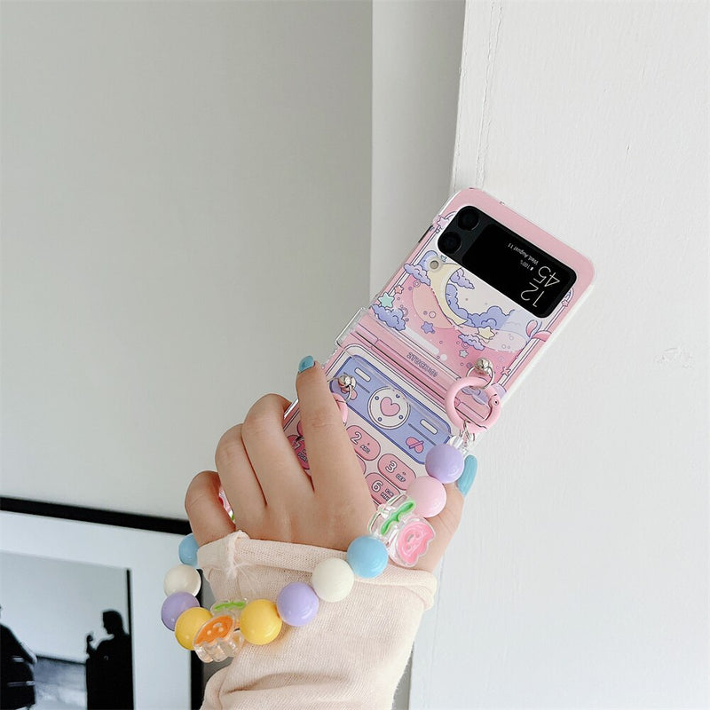 Fashionable Cartoon Flower Wrist Chain Case for Samsung Galaxy Z Flip 3/4